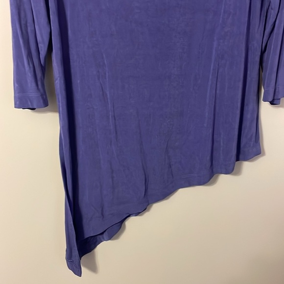 Chico’s Travelers Collection Slinky Purple Asymmetrical Tunic Top size 2 (L/12) - Picture 3 of 15